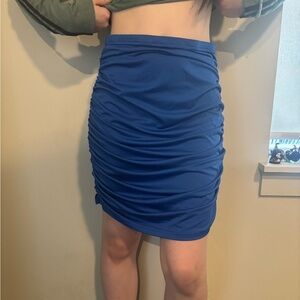 SHEIN Blue Ruched Mini Pencil Skirt